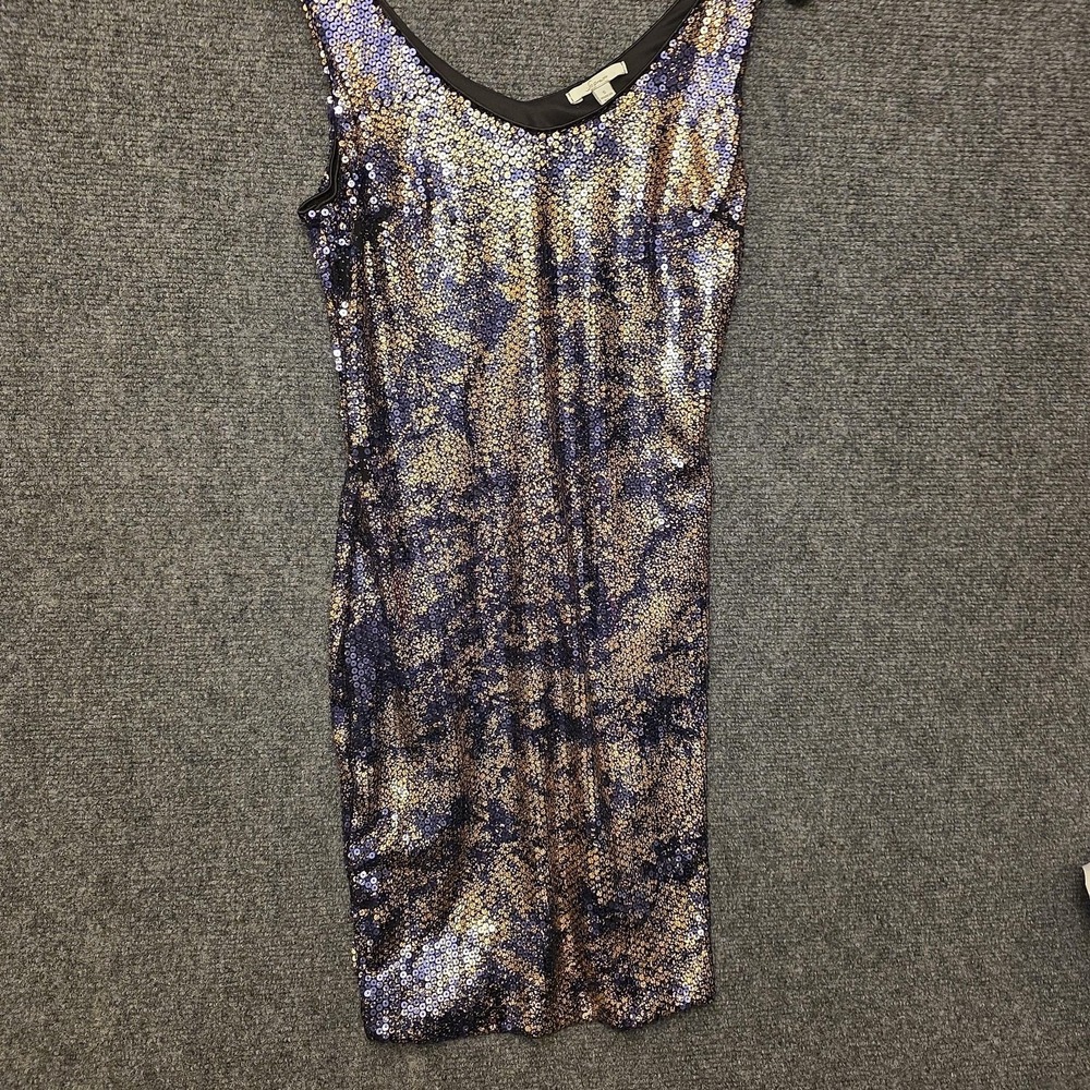 Soprano Dress Womens Small Multicolor Sequin Bodycon Scoop Neck Mini USA Party